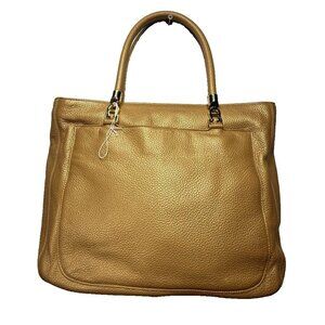 Etienne Aigner Gold Tote Bag Purse Gold Hardware Handbag Italy Zipper Pockets